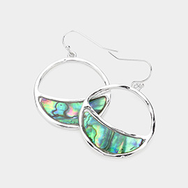 Half Abalone Circle Dangle Earrings